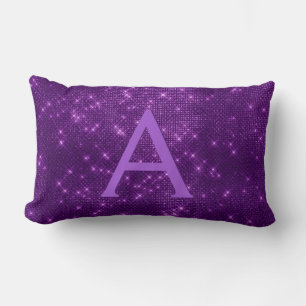 Coussin Rectangle Monogramme de Shimmer à éclats violets Nom et init