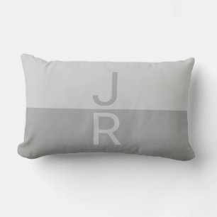 Coussin Rectangle Monogramme d'initiales Modernes Gris Clair & Gris