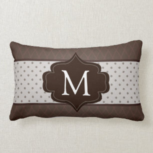 Coussin Rectangle Monogramme élégant de coutume de point de polka 