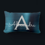 Coussin Rectangle Monogramme en acier inoxydable bleu de luxe Nom<br><div class="desc">Faux Bleu Métal Brossé Métal Acier Inoxydable Nom Monogramme Mousepad. Ce Mousepad monogrammé peut être customisé pour inclure votre prénom et votre initiale et est parfait pour l'école ou le bureau et fait un grand cadeau de Noël ou d'anniversaire.</div>