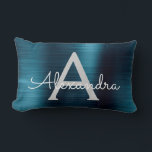 Coussin Rectangle Monogramme en acier inoxydable bleu de luxe Nom<br><div class="desc">Faux Bleu Métal Brossé Métal Acier Inoxydable Nom Monogramme Mousepad. Ce Mousepad monogrammé peut être customisé pour inclure votre prénom et votre initiale et est parfait pour l'école ou le bureau et fait un grand cadeau de Noël ou d'anniversaire.</div>