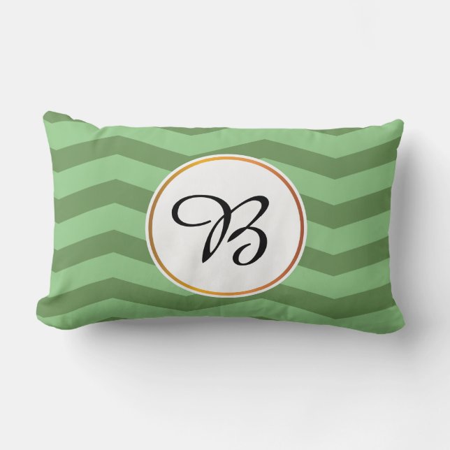 Coussin Rectangle monogramme et chevron (Recto)