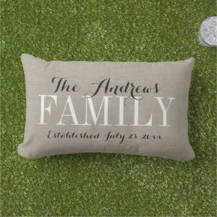 Coussin Rectangle Monogramme et date de mariage de la famille Beige