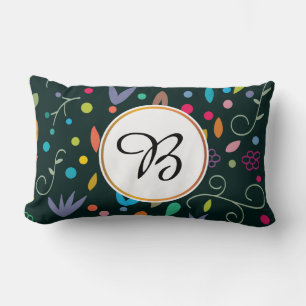 Coussin Rectangle monogramme et feuille