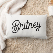 Coussin Rectangle Monogramme et nom personnalisés en noir moderne (Couverture)