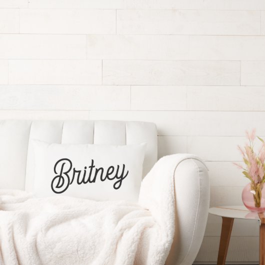 Coussin Rectangle Monogramme et nom personnalisés en noir moderne (Canapé)
