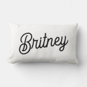 Coussin Rectangle Monogramme et nom personnalisés en noir moderne (Recto)