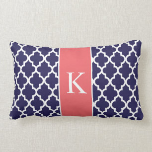 Coussin Rectangle Monogramme fait sur commande marocain de corail de