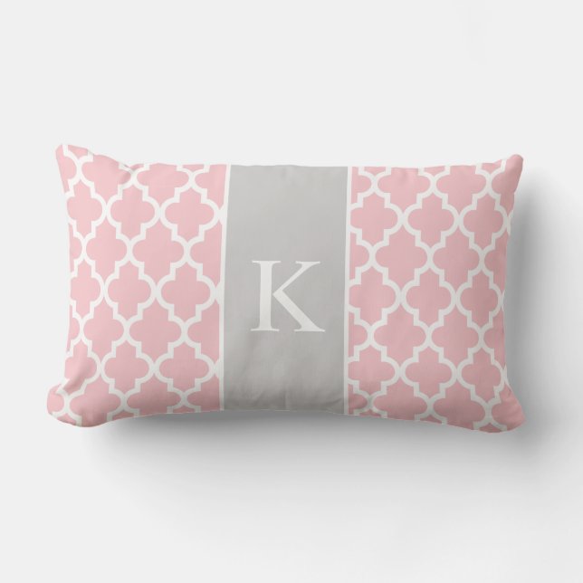 Coussin Rectangle Monogramme fait sur commande marocain gris (Recto)