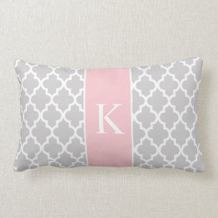 Coussin Rectangle Monogramme fait sur commande marocain rose-clair
