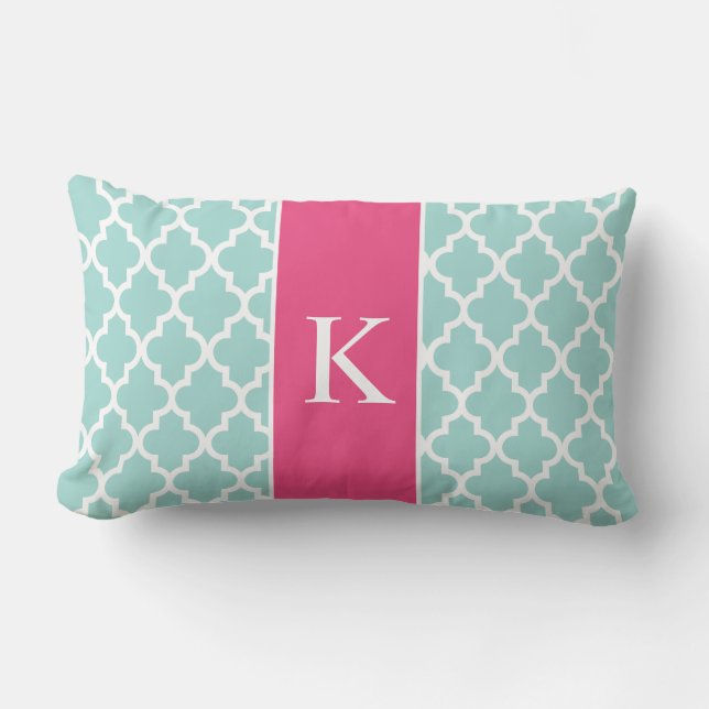 Coussin Rectangle Monogramme fait sur commande marocain vert en bon (Recto)