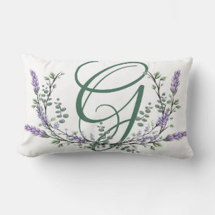 Coussin Rectangle Monogramme G Lavande Eucalyptus