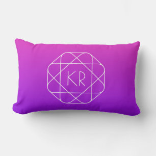 Coussin Rectangle Monogramme géométrique cool Magenta Violet Pourp