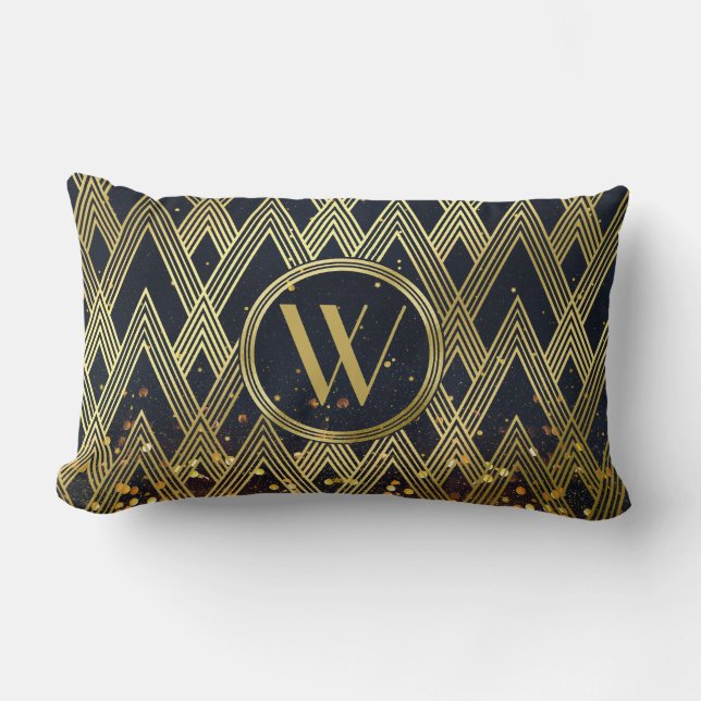 Coussin Rectangle Monogramme géométrique fascinant de motif d'art (Recto)