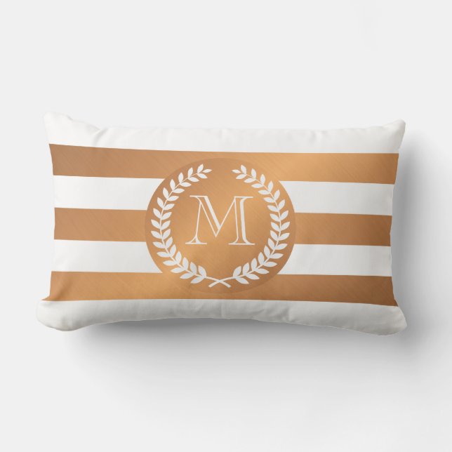 Coussin Rectangle Monogramme Golden Laurel Wreath (Recto)