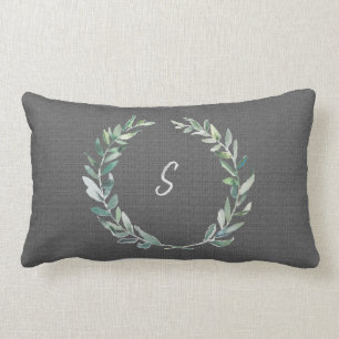 Coussin Rectangle Monogramme gris de toile de jute de guirlande