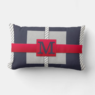 Coussin Rectangle Monogramme Gris et blanc triés Toute taille Pe