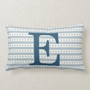 Coussin Rectangle Monogramme initial bleu personnalisable