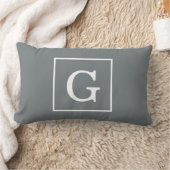 Coussin Rectangle Monogramme Initial Cadre Gris Charbon Blanc (Couverture)