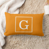 Coussin Rectangle Monogramme Initial Cadre Orange Mandarine Blanc (Couverture)