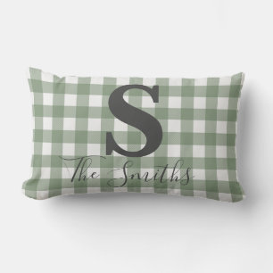 Coussin Rectangle Monogramme initial de Buffle vert clair plaqué