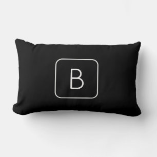 Coussin Rectangle Monogramme Initial De Style Moderne Blanc & Noir