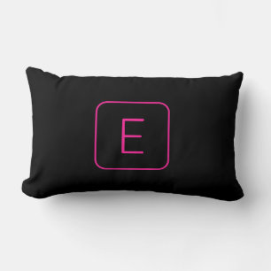 Coussin Rectangle Monogramme Initial De Style Moderne Rose Et Noir