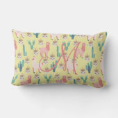 Coussin Rectangle Monogramme initiale rose jaune lama pour sa nurser (Verso)