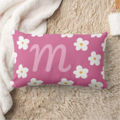 Coussin Rectangle Monogramme Marguerite Rose, Décoration Fille Bubbl (Couverture)