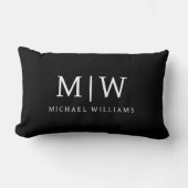 Coussin Rectangle Monogramme moderne minimaliste noir et blanc (Recto)