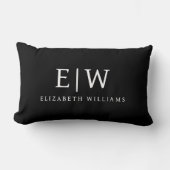 Coussin Rectangle Monogramme moderne minimaliste noir et blanc (Recto)