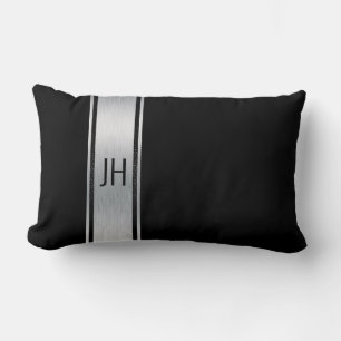 Coussin Rectangle monogramme noir et blanc nobleman
