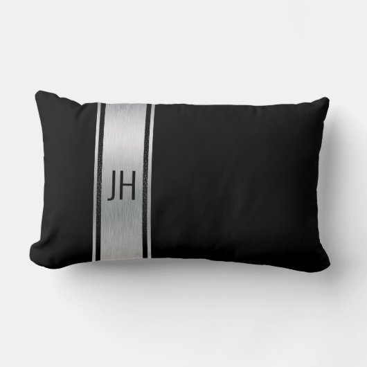 Coussin Rectangle monogramme noir et blanc nobleman (Recto)