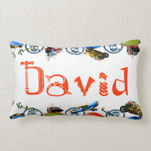 Coussin Rectangle Monogramme nommé personnalisé pour David/garçons