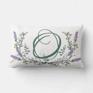 Coussin Rectangle Monogramme O, Aquarelle de Lavender Eucalyptus