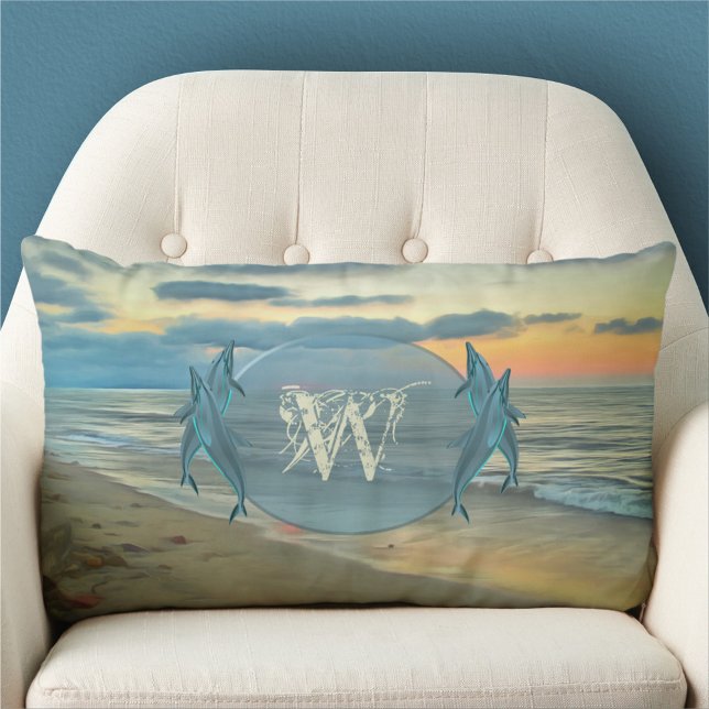 Coussin Rectangle Monogramme Ocean Sunset 0735 (Créateur téléchargé)