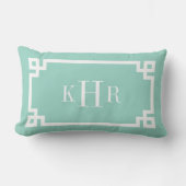 Coussin Rectangle Monogramme personnalisé de la bordure de clé grecq (Recto)