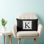 Coussin Rectangle Monogramme personnalisé noir et blanc (Chaise)