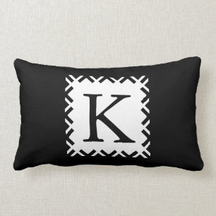 Coussin Rectangle Monogramme personnalisé noir et blanc