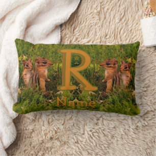 Coussin Rectangle Monogramme personnalisé Votre puce initiale Nom Ta
