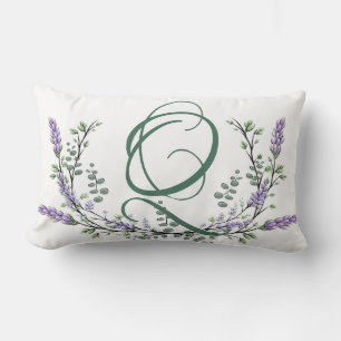Coussin Rectangle Monogramme Q Lavande Eucalyptus