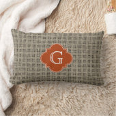 Coussin Rectangle Monogramme Quatrefeuilles Orange Brûlé Burlap Rust (Couverture)