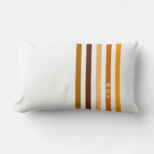 Coussin Rectangle Monogramme rayures verticales orange marron clair