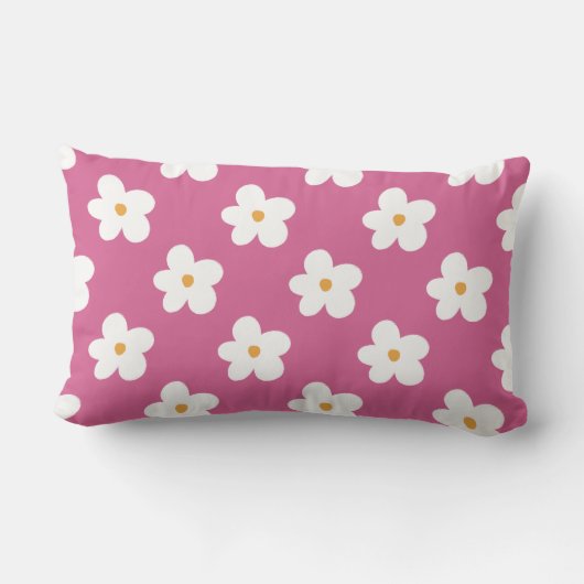 Coussin Rectangle Monogramme Rose Daisy, Décor Rose Bubblegum (Verso)