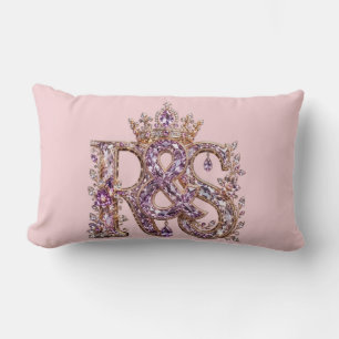 Coussin Rectangle Monogramme RS Or & Cristal de Luxe