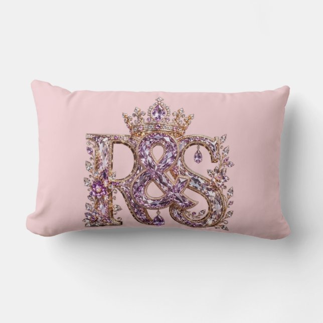 Coussin Rectangle Monogramme RS Or & Cristal de Luxe (Recto)