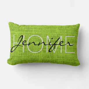 Coussin Rectangle Monogramme rustique Burlap vert