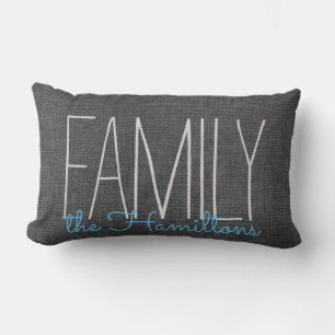 Coussin Rectangle Monogramme Rustique Chic Family EN GRIS SOMBRE ET