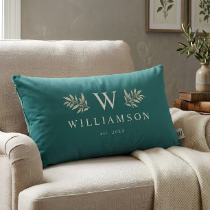 Coussin Rectangle Monogramme rustique élégant Nom de famille personn