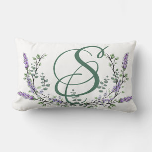 Coussin Rectangle Monogramme S Lavande Eucalyptus